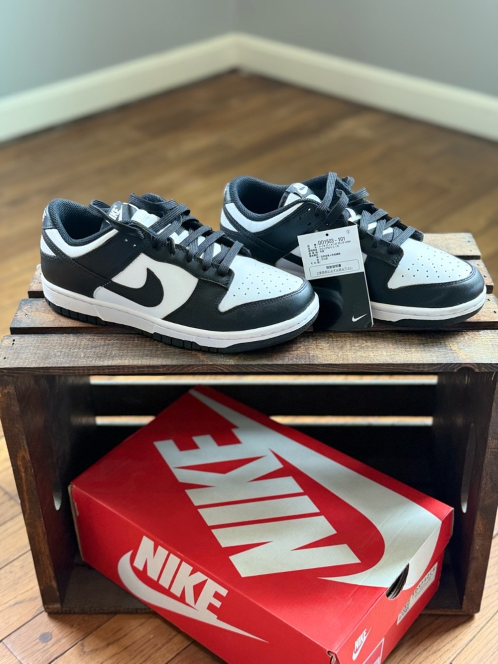 Nike Black & White Dunk Low Sneakers with Tag